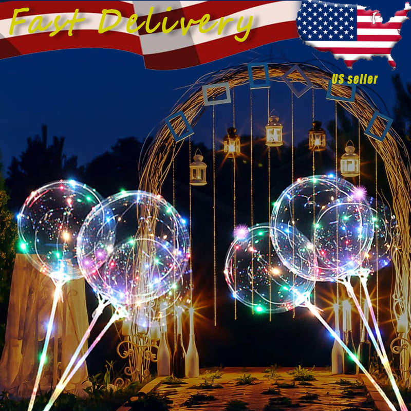 20inch Luminous Led Balloon Transparent Round Bubble Xmas Party Decor & LED Rope