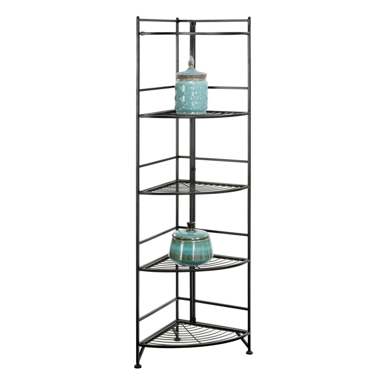 Convenience Concepts Xtra Storage 5 Tier Folding Metal Corner Shelf, Black