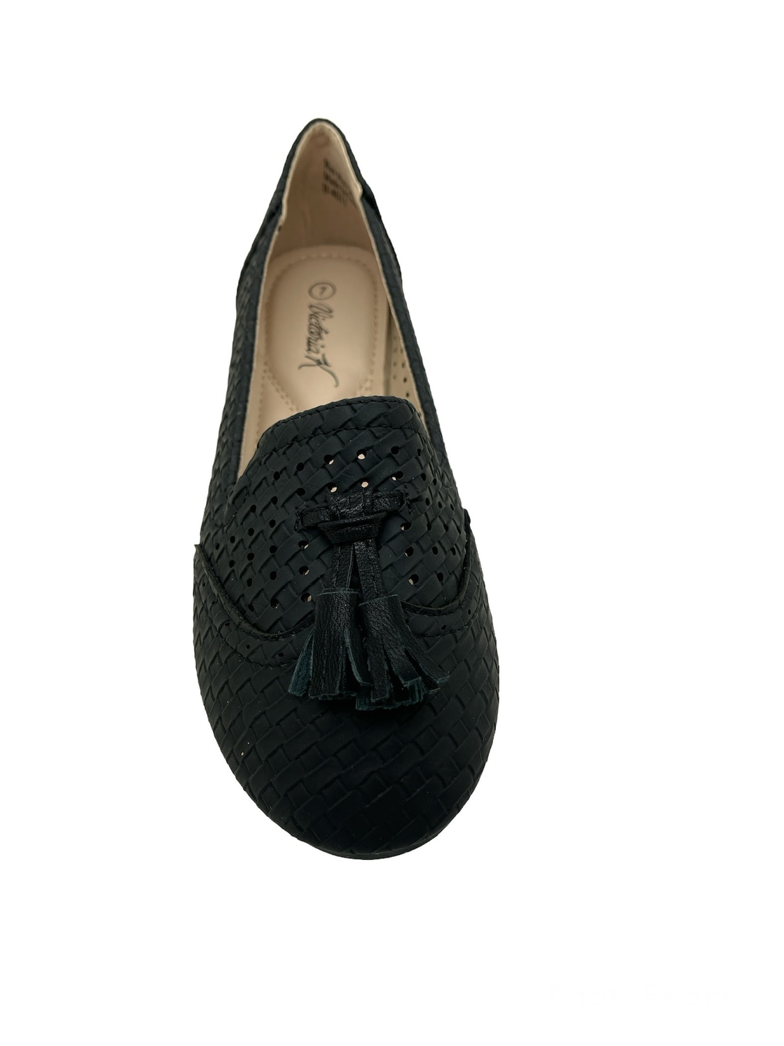 Victoria K Women's Weaved Texture Zipper Design Strap Buckle Ballerina Flats