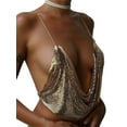 thumbnail image 3 of Aunavey Womens Sequin Tops Glitter Party Strappy Tank Sparkle Shimmer Camisole Vest Sequin Crop Tops, 3 of 7