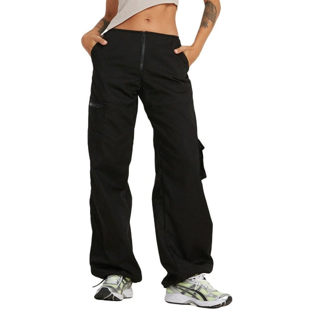 Blotona Women's Juniors Baggy Cargo Pants Low Waist Straight Wide Leg ...