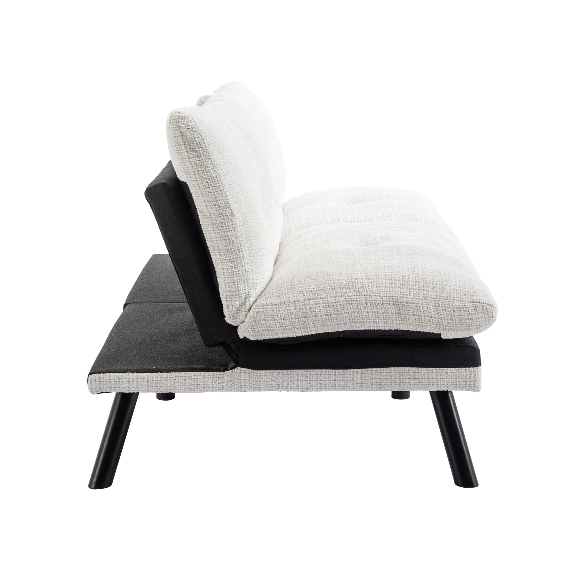 YYAo Convertible Futon Sleeper Sofa, Breathable Adjustable Lounge Couch with Metal Legs for Compact Living Space, Apartment, Dorm, Creamy White YYAo Convertible Futon Sleeper Sofa, Breathable Adjustable Lounge Couch with Metal Legs for Compact Living Space, Apartment, Dorm, Creamy White