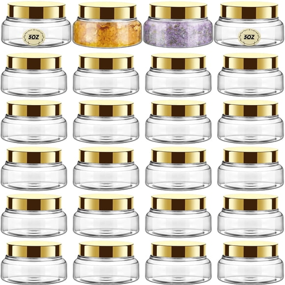 Frascos de plástico Tessco, paquete de 24 con tapas, 150 ml, rellenables para cosméticos