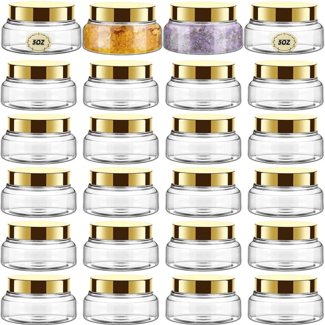 Frascos de plástico Tessco, paquete de 24 con tapas, 150 ml, rellenables para cosméticos