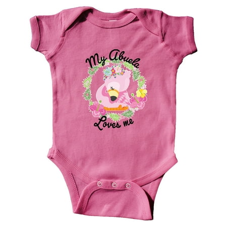 

Inktastic Baby Flamingo My Abuela Loves Me in Flower Wreath Gift Baby Boy or Baby Girl Bodysuit