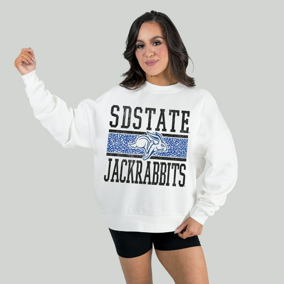 Women's Gameday Couture White South Dakota State Jackrabbits Fair Catch Pullover Sweatshirt
