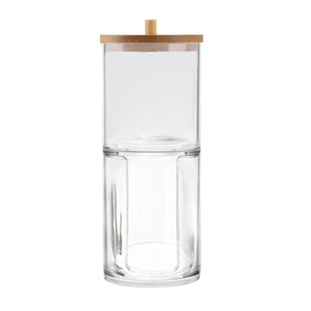Palillos de plástico para los oídos, palillo de dientes transparente de boticario, soporte para hisopos de algodón acrílico Ronda vertical
