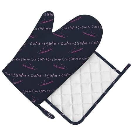 

DouZhe Oven Mitts and Pot Holders Sets Mathematics Trigonometry Doodles Prints Non-Slip Heat Resistant Kitchen Oven Silicone Glove
