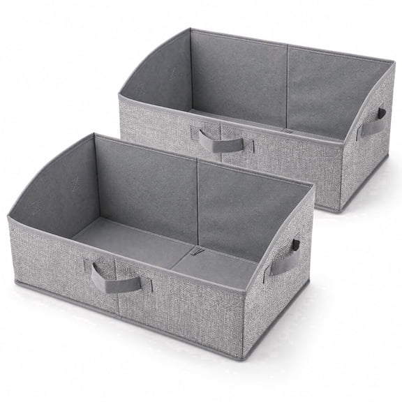 2-Pack Trapezoid Fabric Storage Bins, Foldable Closet Organizers with Handles, Non-Woven Boxes for Clothes Toys & Pet Supplies, Grey