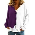 thumbnail image 1 of ameIAEA Cardigans Color Block Automne pour Femmes Manches Longues Boutonné Col en V Veste Décontractée Manteaux, 1 of 4