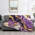 thumbnail image 2 of Goofa Purple Gold Marble Swirls Pattern Fleece Throw Blanket for Couch, Soft Checkered Flannel Blanket for Sofa, Warm Cozy Decorative Blanket Fall Decor Gift-60"x50", 2 of 6