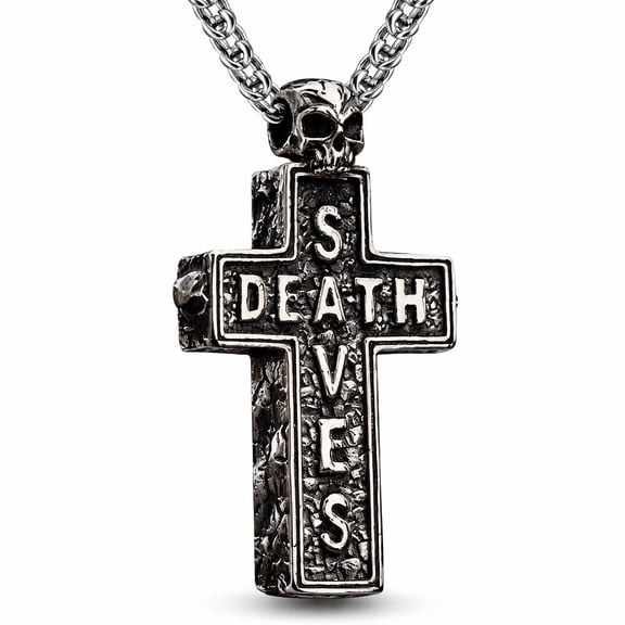 ZMY Home Skull Cross Necklace for Men, Gothic Stainless Steel Pendant with Chain, Punk Biker Statement Jewelry Gift