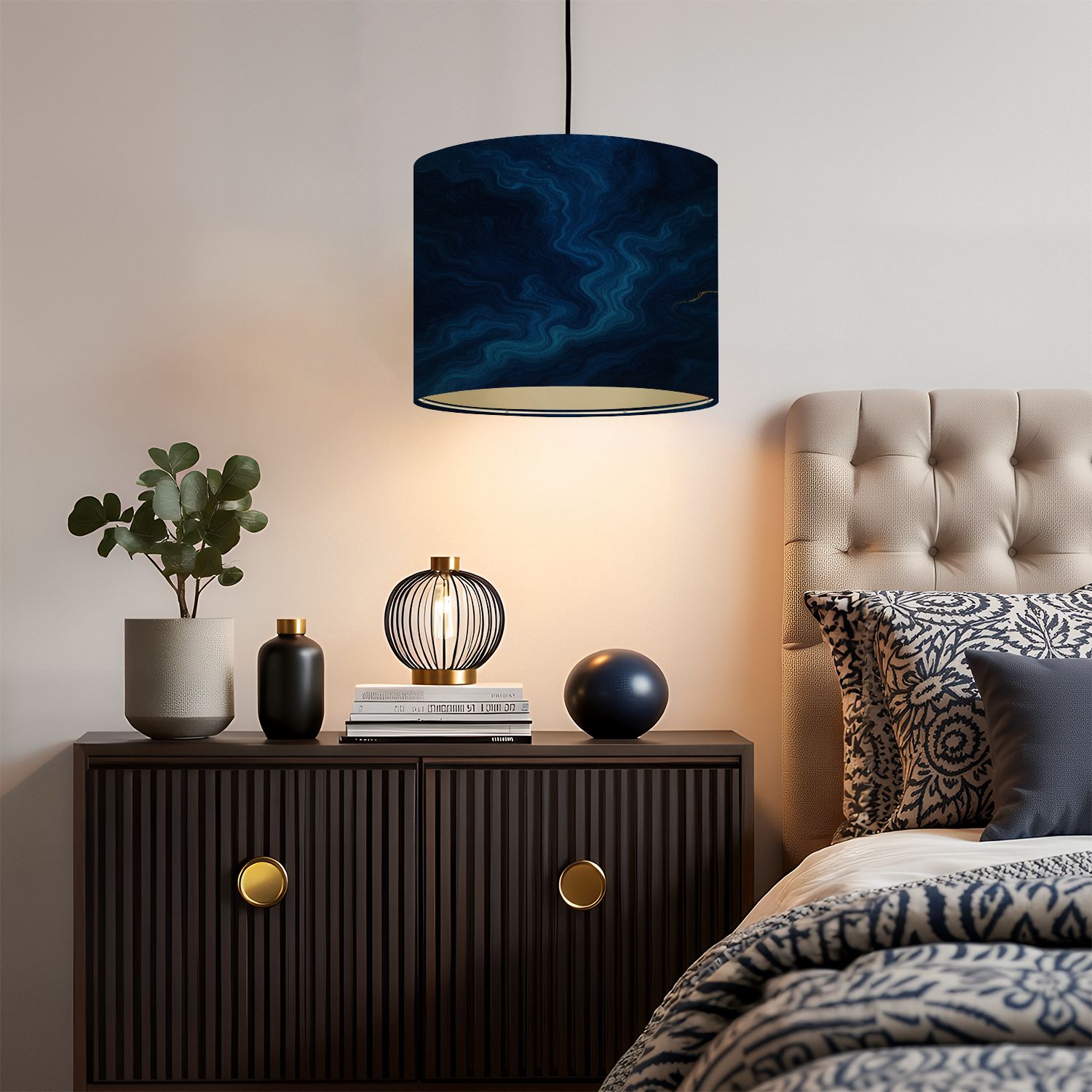 Linen Drum Lampshades navy blue grunge texture dark shiny night ombre vintage 13"x13"x10" Light Shade for Table Lamps Floor Lamp Shades Lampshade Replacement Assembly Required