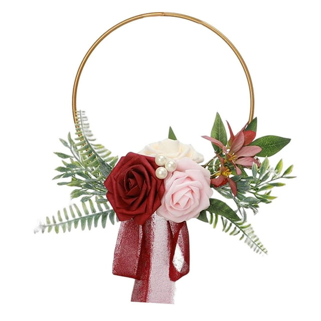 Guirnalda de flores artificiales, adornos colgantes, flores de mano para dama de honor Rosa roja