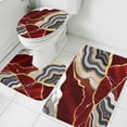 thumbnail image 3 of Red Marble Bath Mat 3 Piece Bathroom Rug Set, Grey Gold Texture Vintage Farmhouse Art Non Slip Bath Rug Contour Mat and Toilet Lid Cover, Absorbent Shower Mats Soft Bath Rugs and Mats Sets, 3 of 8