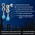 thumbnail image 2 of Gem Stone King 925 Silver and 10K Yellow Gold Swiss Blue Topaz and White Lab Grown Diamond Dangle Earrings for Women | 1.98 Cttw | Gemstone November Birthstone | Pear Shape 8X5MM, 2 of 6