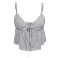 thumbnail image 5 of Peplum Camisole Tops for Women Summer Spaghetti Strap V Neck Bow Front Cropped Flowy Y2k Going out Tank Tops, 5 of 5