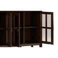 thumbnail image 6 of Artisan 66 inch Wide Solid Wood Wide 4 Door Storage Cabinet in Russet Brown, 6 of 13