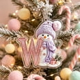 thumbnail image 5 of romoty Personalized Christmas Letter Ornaments, Cute Purple Snowman Initial Pendants, 2D Flat Acrylic Monogram Tree Car Mirror Decor, 5 of 7