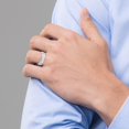 thumbnail image 5 of 14k White Gold 6.2mm Standard Weight Comfort Fit Brushed Satin/Polished Grooved Edge Wedding Band Size 12 - Ring Size 12.0, 5 of 7