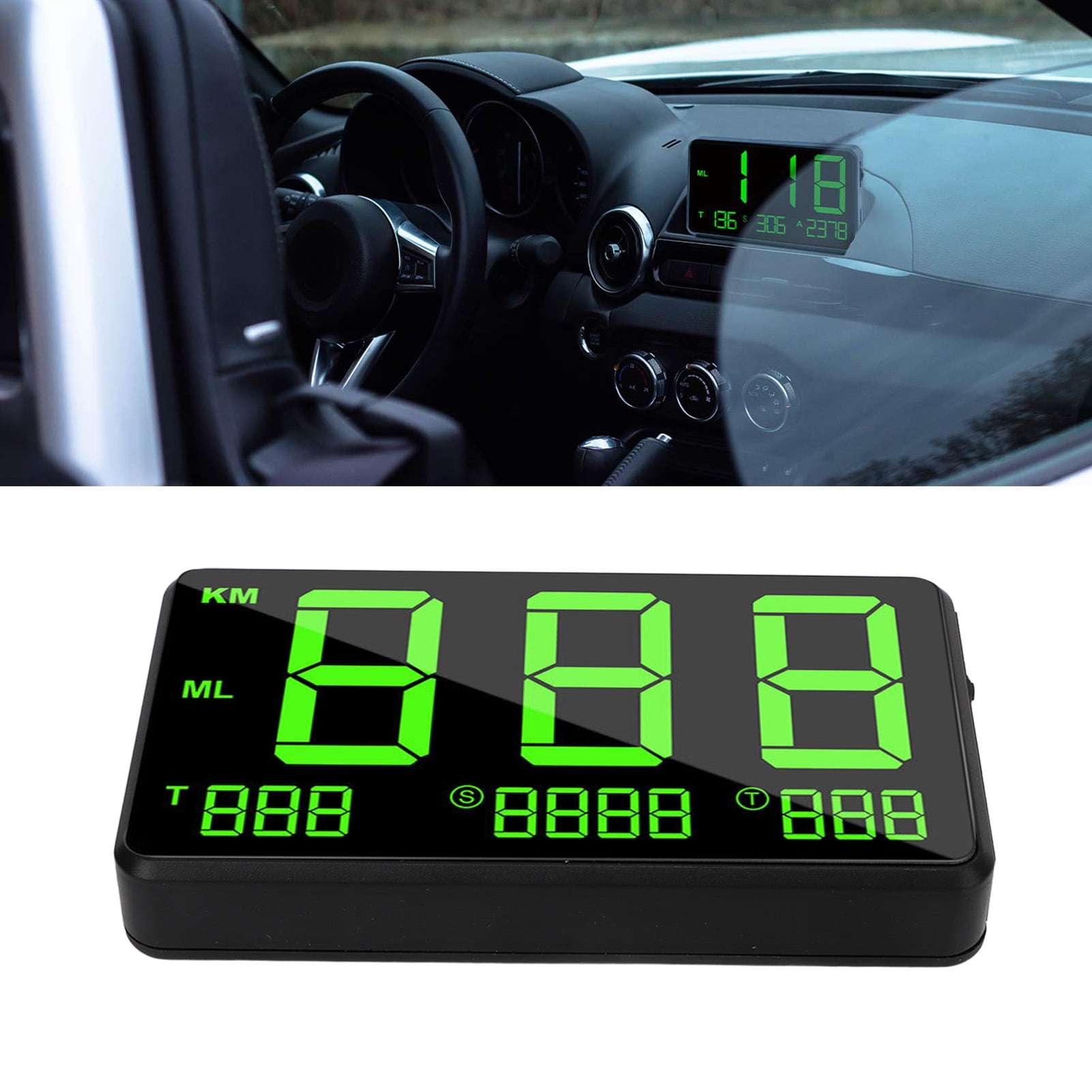 Compteur De Vitesse GPS HUD - Affichage Tête Haute Pour Voiture, Moto Ou Vélo - Alarme Survitesse Et Kilométrage - Branchement Allume-Cigare
