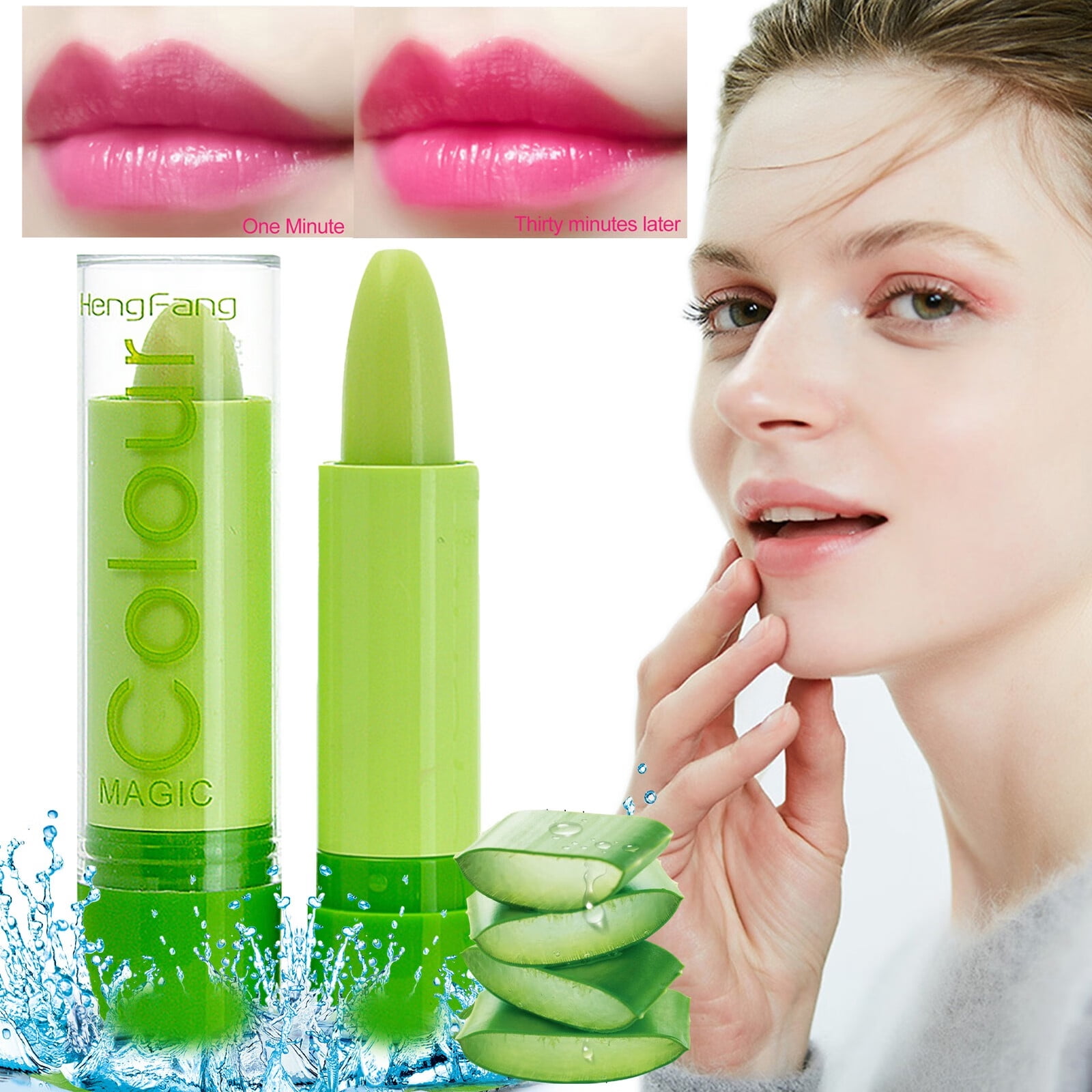 GA Lip Temperature Moisturizer Gloss Long Aloe Balm Change (Green