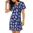 thumbnail image 2 of Gukieu star Skull flower crystal Print Women's Nightgown, A-line Round Neck Short-sleeved Nightgown Pajamas Home Wear Suitable for Home and Outing, 2 of 6