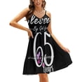 thumbnail image 1 of Cadeau d'Anniversaire 65 Ans pour Femmes et Béni pour 65 Ans Robe à Encolure Carrée Robe d'Été Douce Robe Élégante à Imprimé Halter pour Femmes, 1 of 5