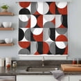 thumbnail image 5 of Red Grey, Sheer Curtains 45 Inches Long, Abstract Retro Middle Century Geometric Art Light Filering Curtains, Breathable Simi Curtain Privacy Drapes for Kitchen Bathroom Small Window Treatment, 5 of 9