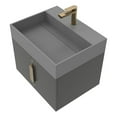 thumbnail image 2 of Amazon 24" Black Wood Floating Vanity with Gray Top and Gold Trim, 2 of 10