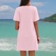 thumbnail image 3 of Traje de baño de bikini informal de color liso con escote en V y manga corta con trenzado lateral para mujer, camisa de playa de poliéster para mujer, 3 of 7