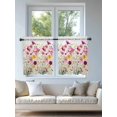 thumbnail image 4 of Pink Yellow Flowers Tier Curtains 36 Inch Length,Sheer Curtains for Bedroom Living Room,Spring Blooms Botanicals Floral Rod Pocket Voile Drapes Kitchen Curtains Small Half Window 27.5"x36" 2 Panels, 4 of 7