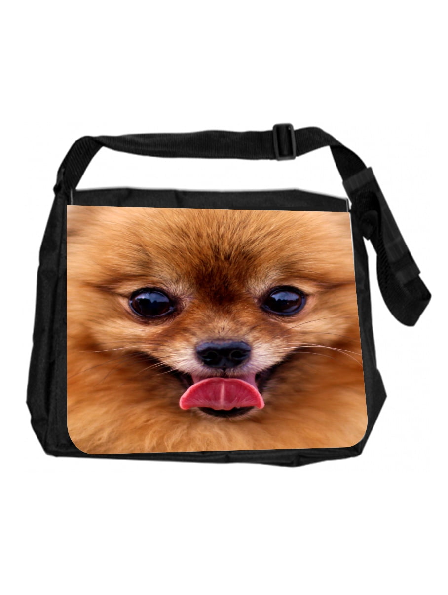 Dog Pomeranian Up Close Cross Body Shoulder Messenger Laptop Bag