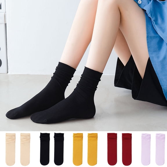 Dengjunhu 1 Pair Ice Socks Ultra-thin Comfortable Velvet Summer Middle Tube Women Pile Socks Stockings for Daily Life