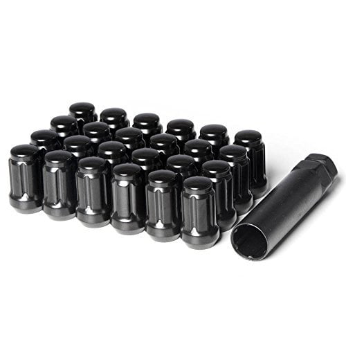 Circuit Performance Spline Drive Tuner Acorn Lug Nuts Black 1/2x20 1/2" Forged Steel (24pc + Tool)