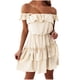 thumbnail image 4 of Vestido sin mangas con volantes de doble capa sin mangas con tirantes de color sólido de verano a la moda para mujer Pompotops ghjkhdj2510, 4 of 9