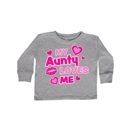 

Inktastic My Aunty Loves Me with Hearts and Kiss Gift Toddler Boy or Toddler Girl Long Sleeve T-Shirt