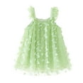 thumbnail image 4 of Bmisegm Kids Dress Holiday Spaghetti Strap Dress 3D Butterfly Applique Flowy A Line Skirt Casual Toddler Dress 3-4 Years, 4 of 5