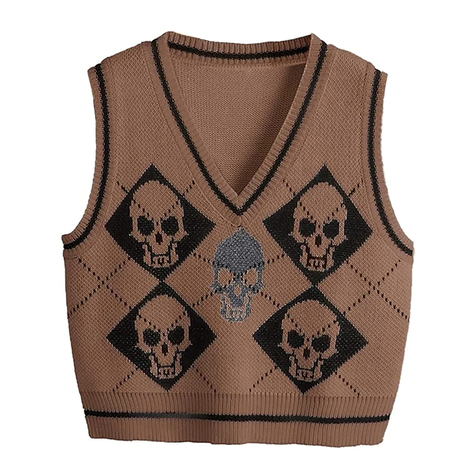 Skulls Graphic Sweater Vest Y2K Vintage 
