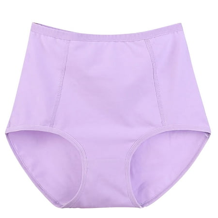 Mrat Ladies Underwear Panties Cotton Women s Solid Plus Size Underwear High Waist Leak Proof Cotton Crotch Shorts Underwear Panties Womens Cotton Boyshorts Underwear S-152 Purple 6XL