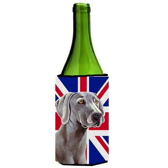 Weimaraner With English Union Jack British Flag Wine bottle sleeve Hugger - 24 Oz.