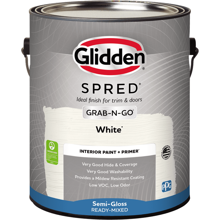 Glidden Spred Grab-N-Go Interior Wall Paint White, Semi-Gloss, 1