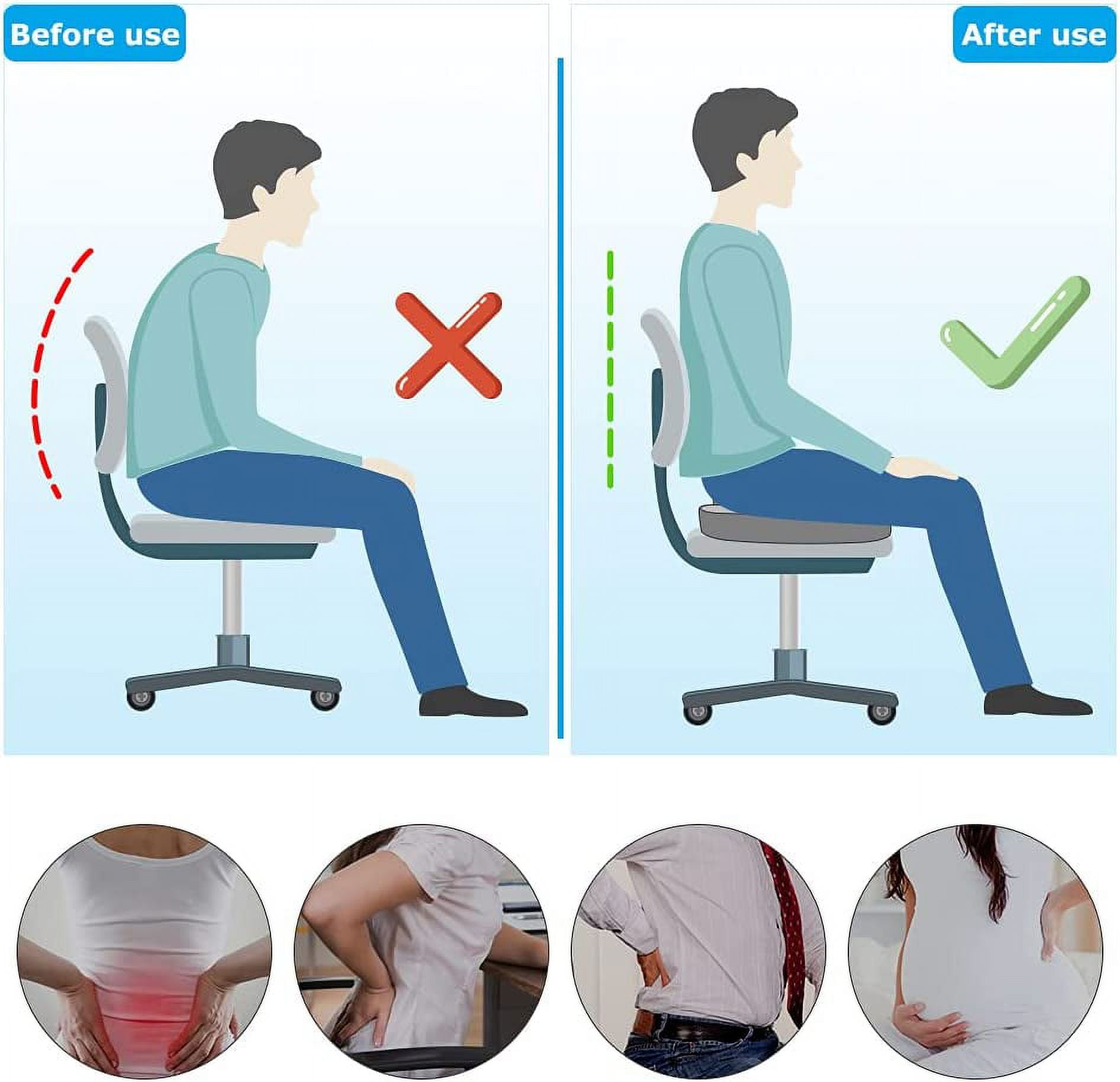  5 STARS UNITED Seat Cushion for Desk Chair - Tailbone, Coccyx  Sciatica Pain Relief - Office Chair Cushions - Wheelchair Cushions - Car Seat  Cushions - Pressure Relief Lifting Cushions : Office Products