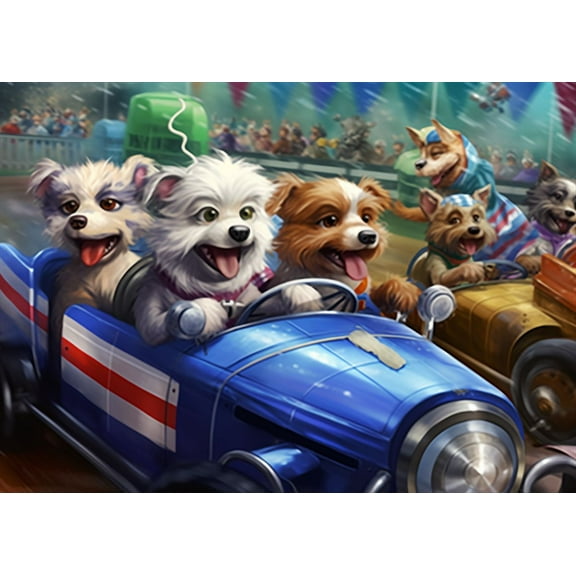 jigsaw Puzzles 50 pieces for adults Racing Dog puppy Formation wooden Challenging Puzzles Perfect for Game Nights 7.9'' x 5.9''