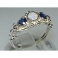 thumbnail image 2 of LBG British Made 10k White Gold Natural Opal & Sapphire Womens Trilogy Ring - 33 size options - Sizes 4 to 12 Available, 2 of 6