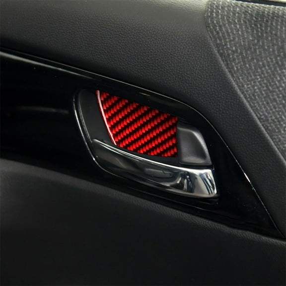 4pc Carbon Fiber Interior Door Handle Bowl Cover Trim For 14-17 Honda Accord Red