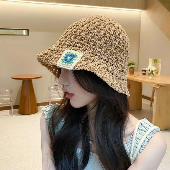 CoCopeaunts Knitted Floral Bucket Hats For Women Spring Summer Travel Sunshade Hat Female Crochet Fishermen Cap Outdoor Basin Cap Gorros