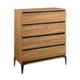 thumbnail image 6 of Walker Edison Urban Industrial 4 Drawer Vertical Dresser, English Oak, 6 of 11