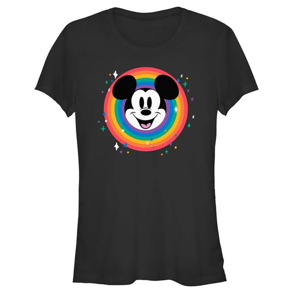 Junior's Mickey & Friends Rainbow Circle Graphic T-Shirt