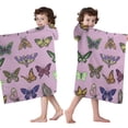 thumbnail image 4 of Purple Butterfly Colorful Wing Pattern Hooded Bath Towel，50"x30" for Ages 3 To 12 Kids, Quick Dry Lightweight Soft Microfiber Hood Beach Towel Cover Up for Kids, 4 of 7